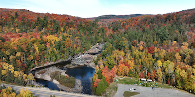 Chippewa Falls might not have much water falling, but the fall colours sure make up for the water flow!