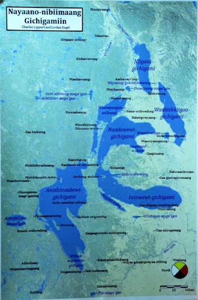 Great Lake Basin with Ojibwe names