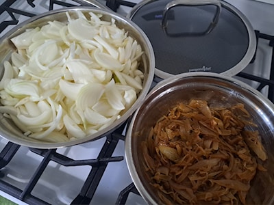 Caramalized onions before & after.