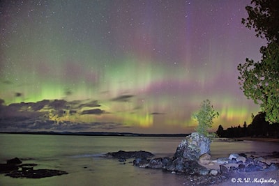 Northern Lights Over the Hills of Batchawana Bay seen Monday October 8th, 2024