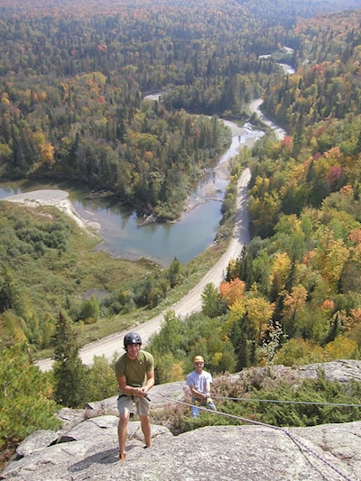 Being lowered down Oxbow Wall         