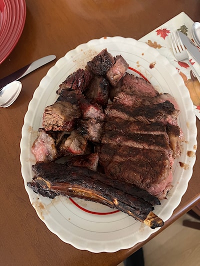 Rib Eye, done medium for my mother’s birthday.